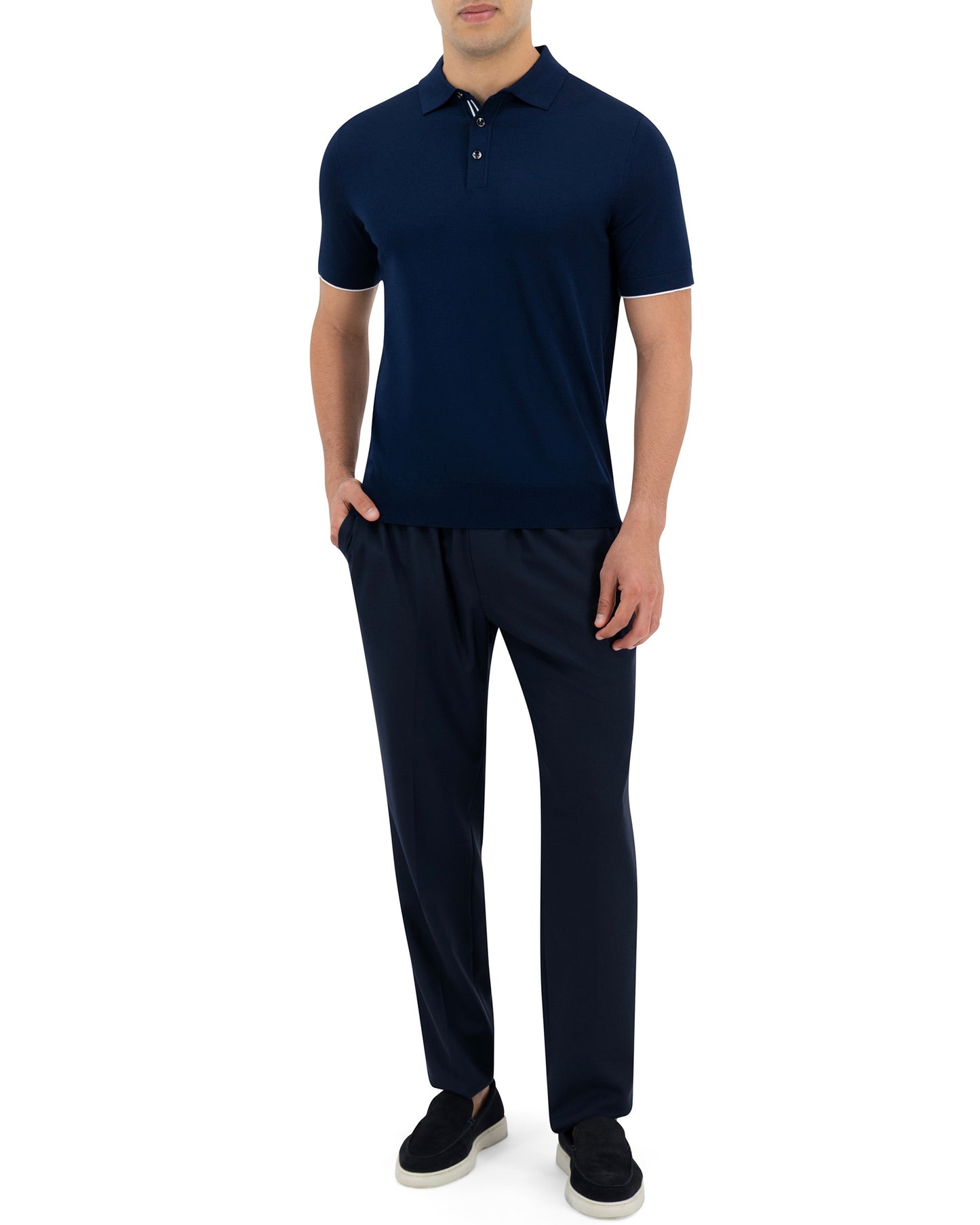NIDO KNIT POLO - MARINO