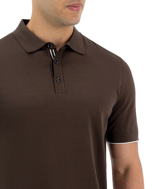 NIDO KNIT POLO - MOCHA