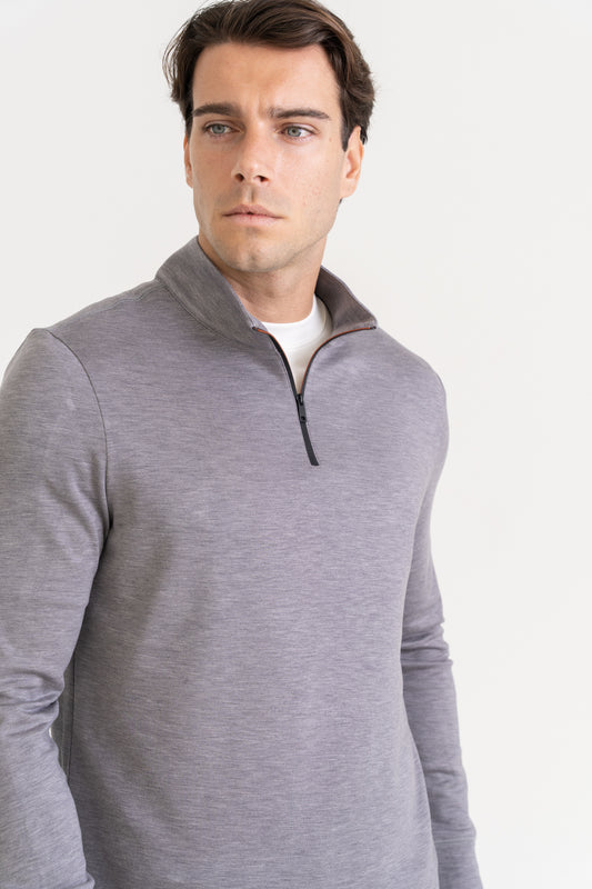 QUARTER ZIP PULLOVER - GREY
