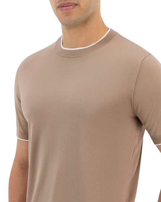 LINEA KNIT T-SHIRT - SANDSTONE