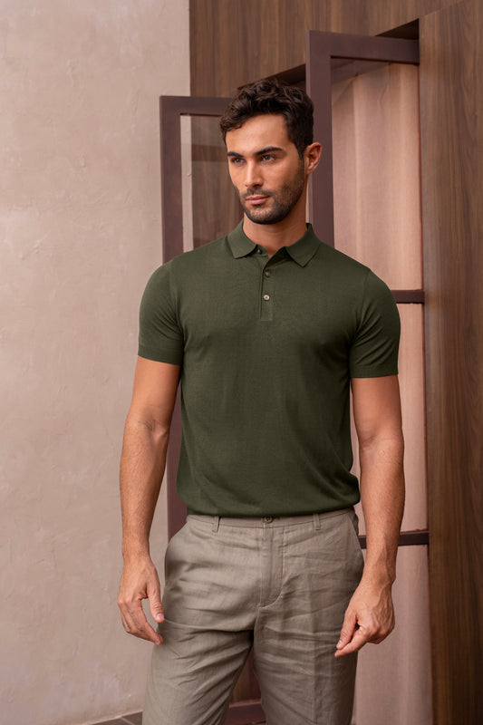 SIERRA KNIT POLO - BOSQUE