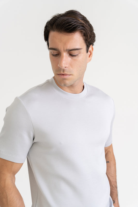 WOOL BLEND T-SHIRT - GLACIER GREY