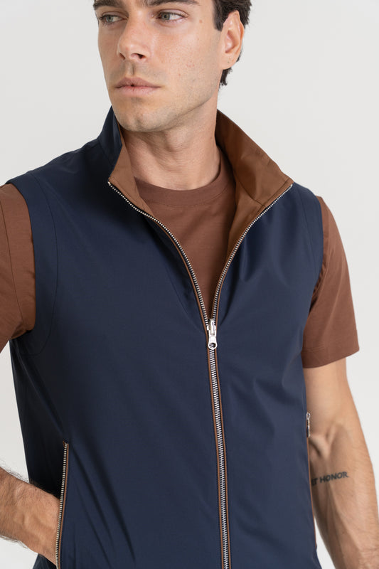 REVERSIBLE TECH GILET - NAVY/RUST