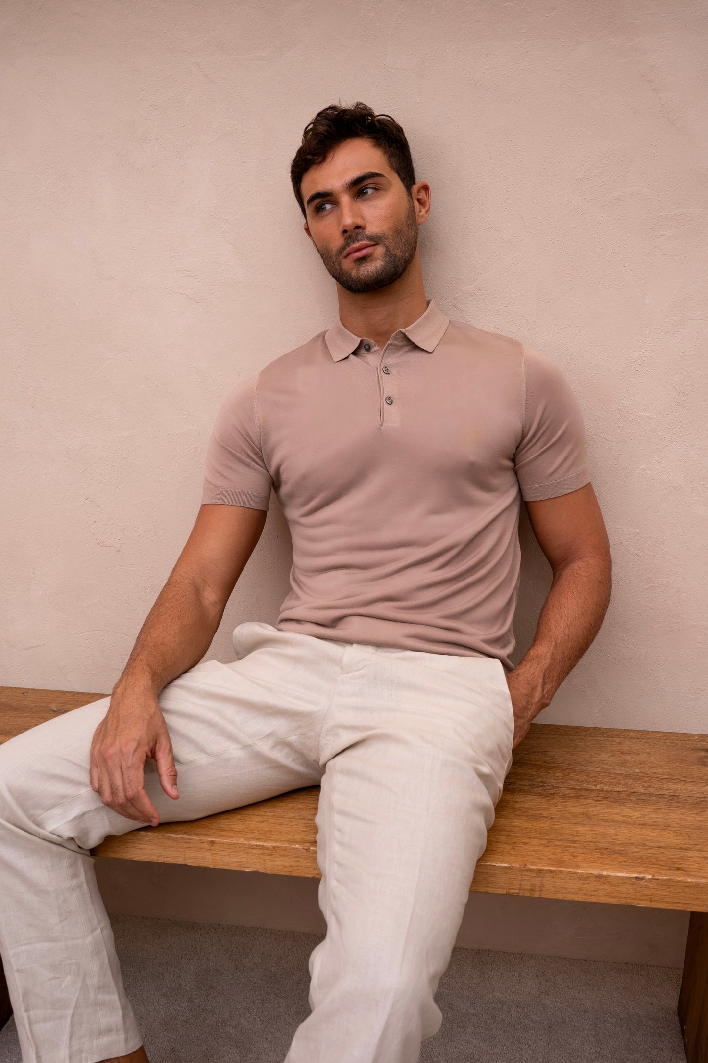 SIERRA KNIT POLO - CON LECHE