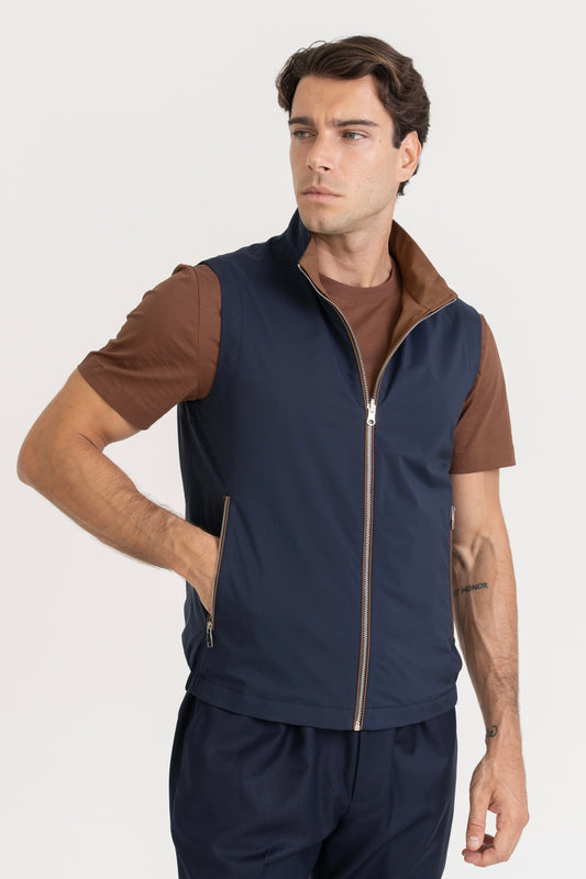 REVERSIBLE TECH GILET - NAVY/RUST
