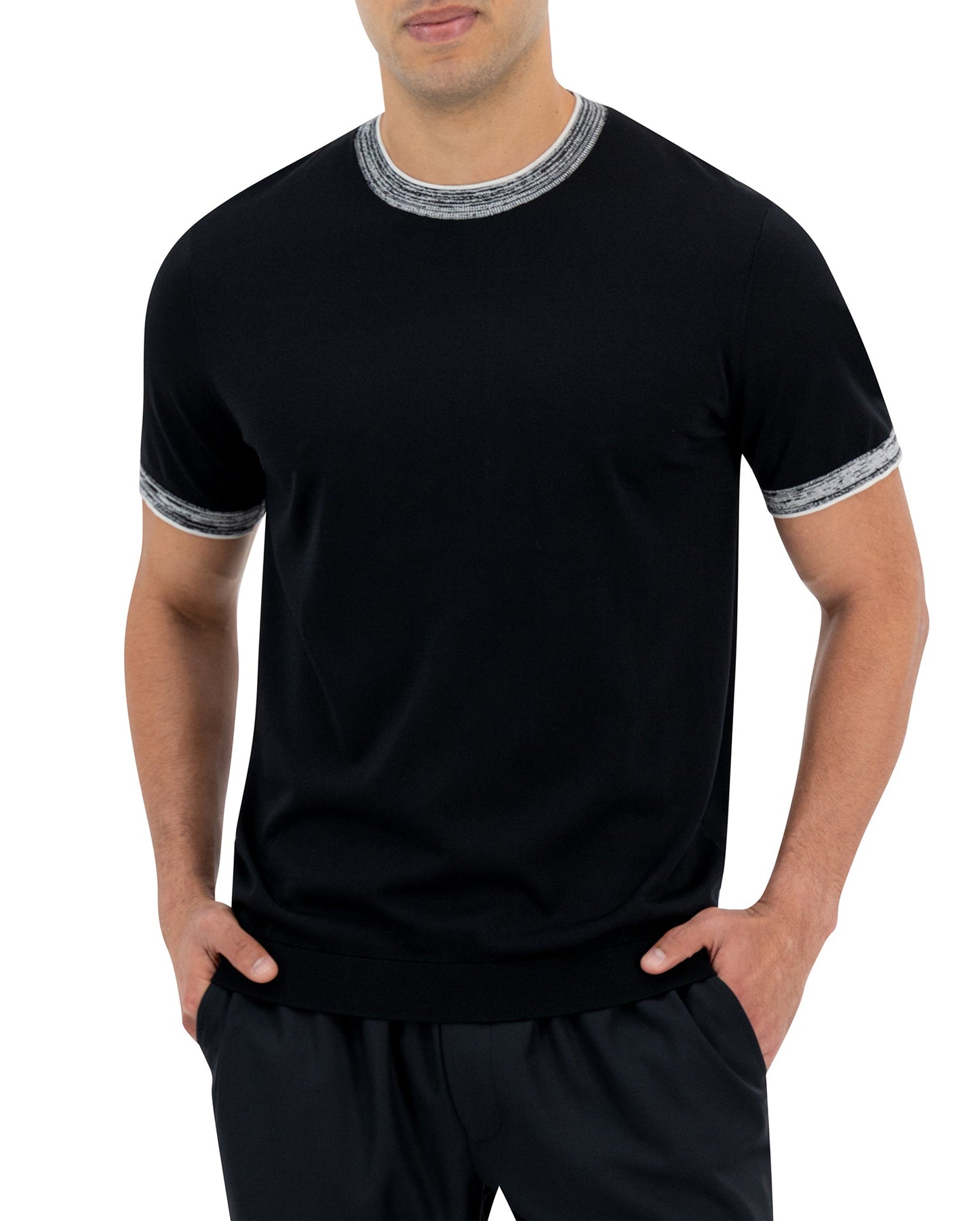 DELMAR KNIT T-SHIRT - BLACK
