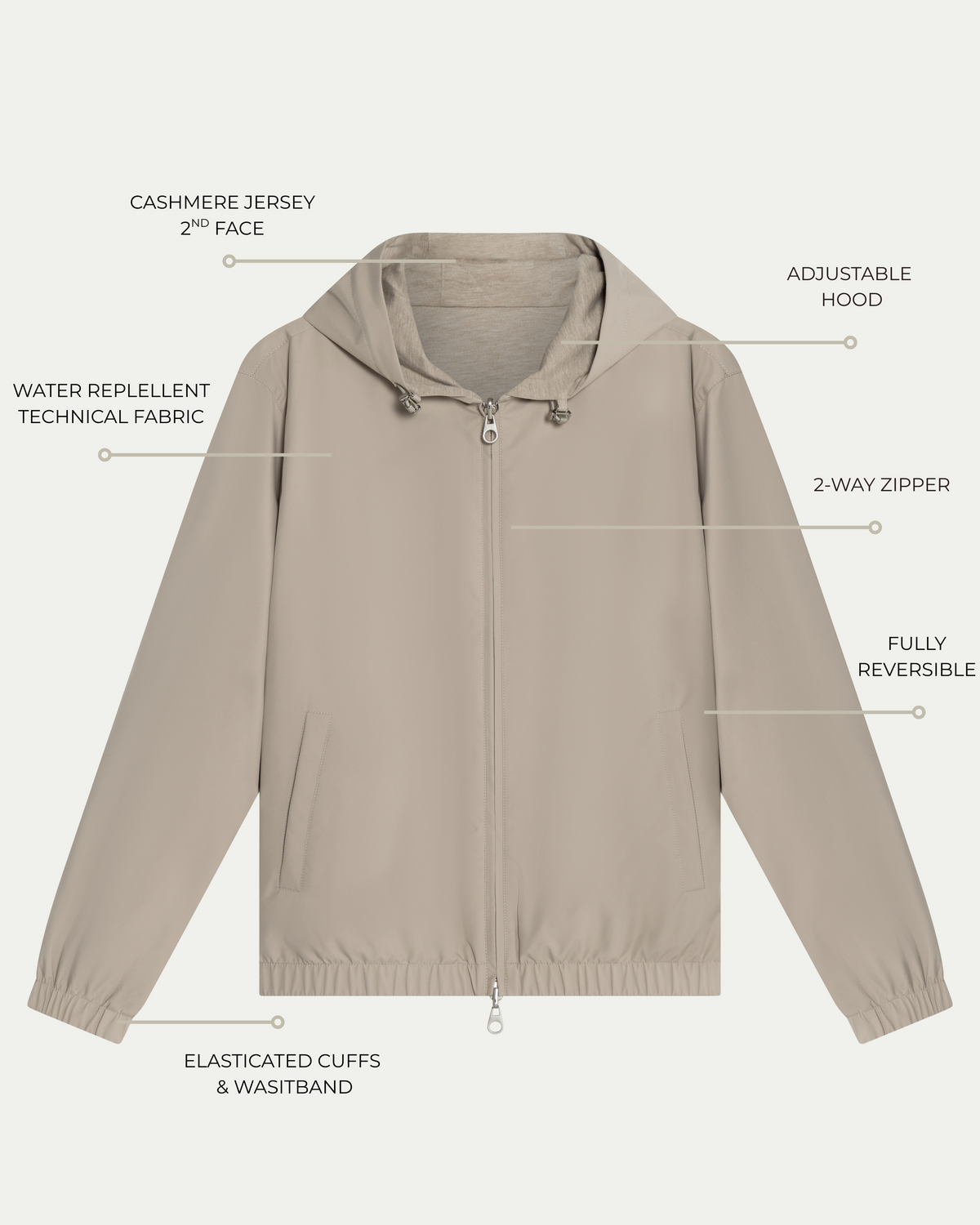 TWIN-TECH HOODED JACKET 2.0 - BEIGE