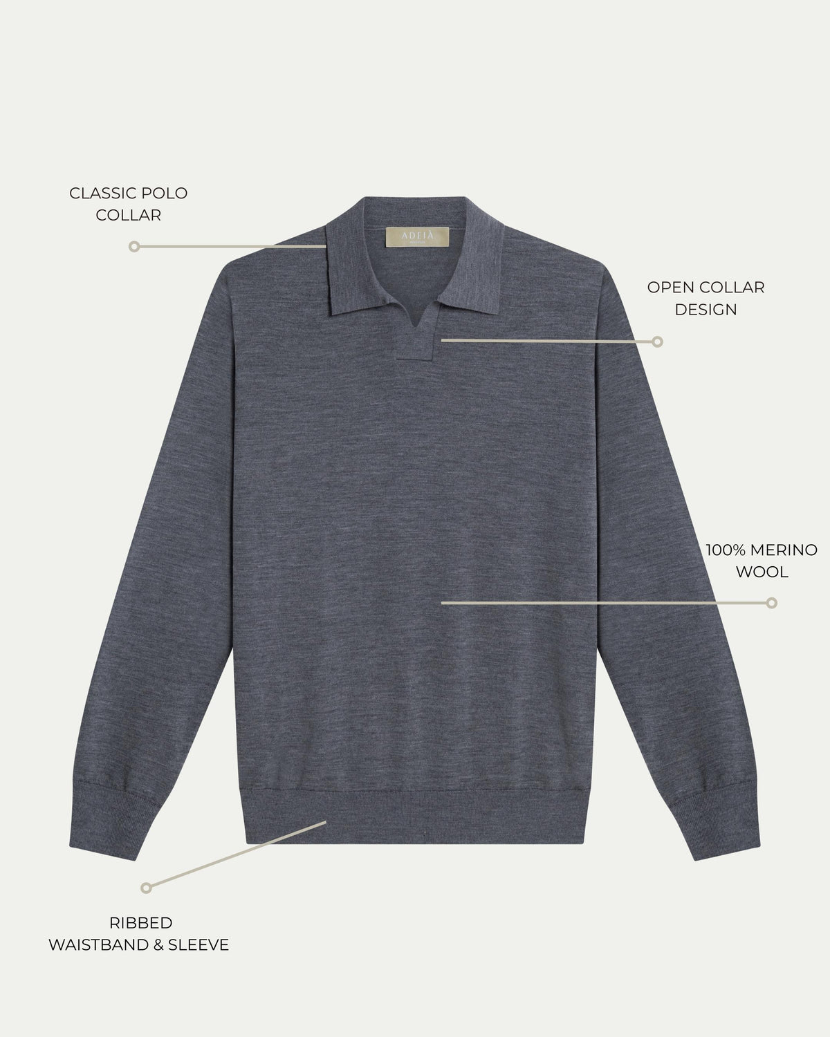 SOMBRA LONG SLEEVE POLO - GREY