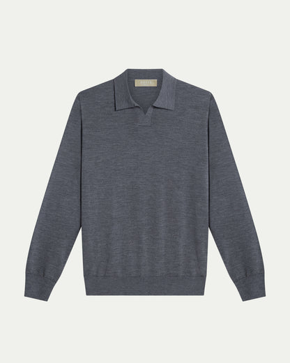 SOMBRA LONG SLEEVE POLO - GREY