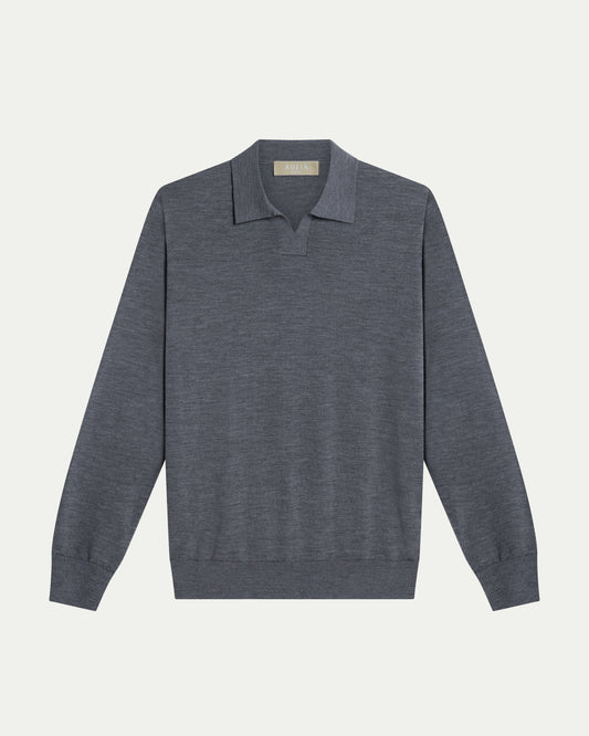 SOMBRA LONG SLEEVE POLO - GREY
