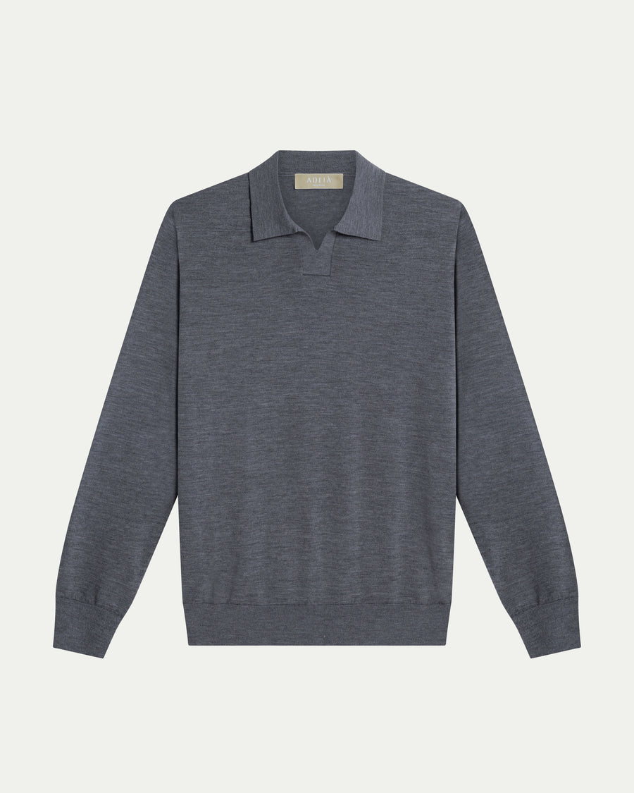 SOMBRA LONG SLEEVE POLO - GREY
