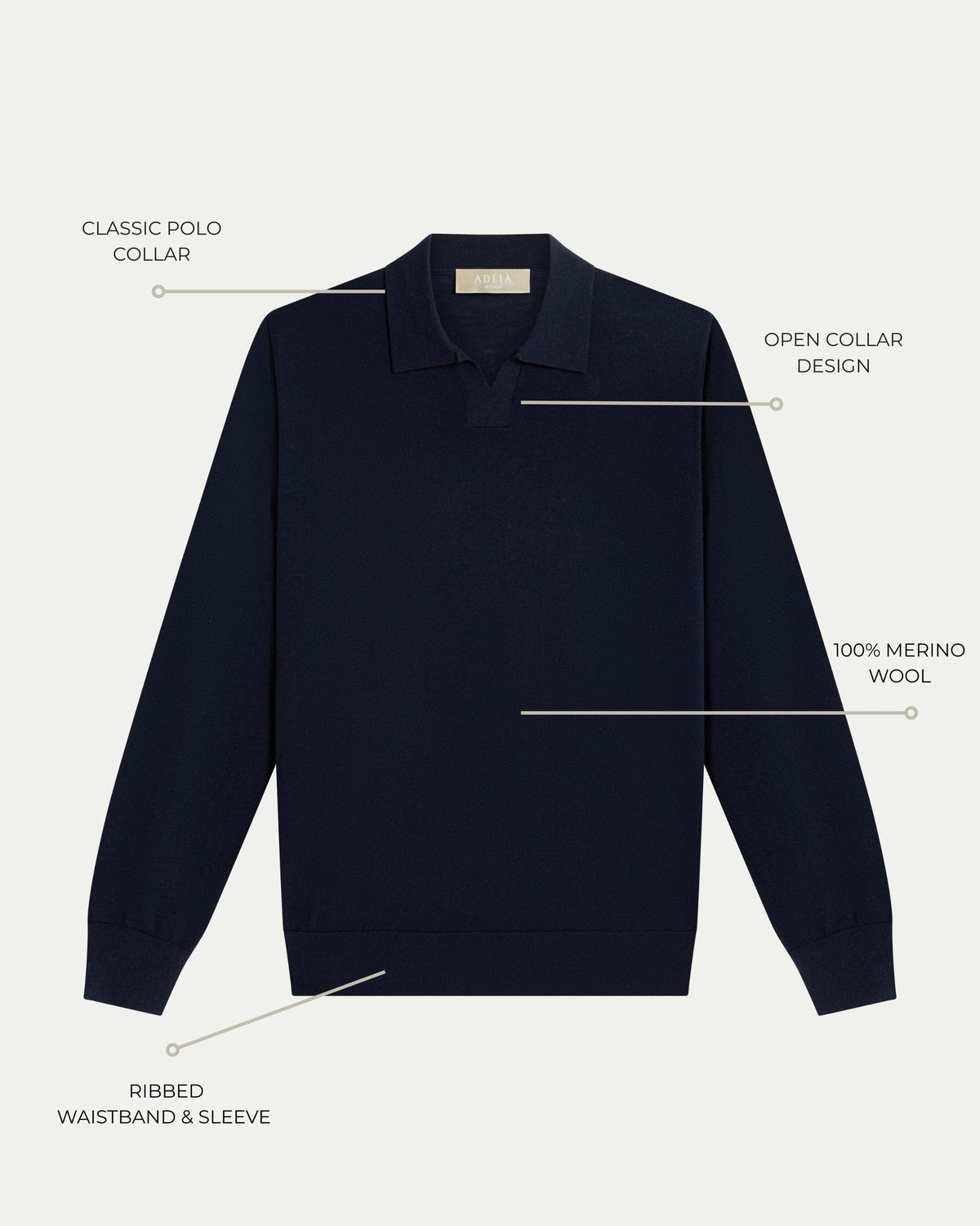 SOMBRA LONG SLEEVE POLO - NAVY