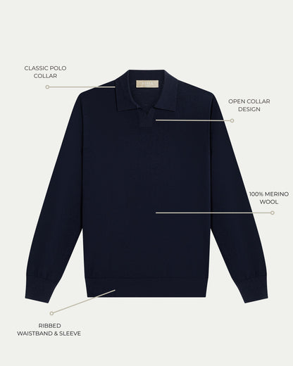 SOMBRA LONG SLEEVE POLO - NAVY