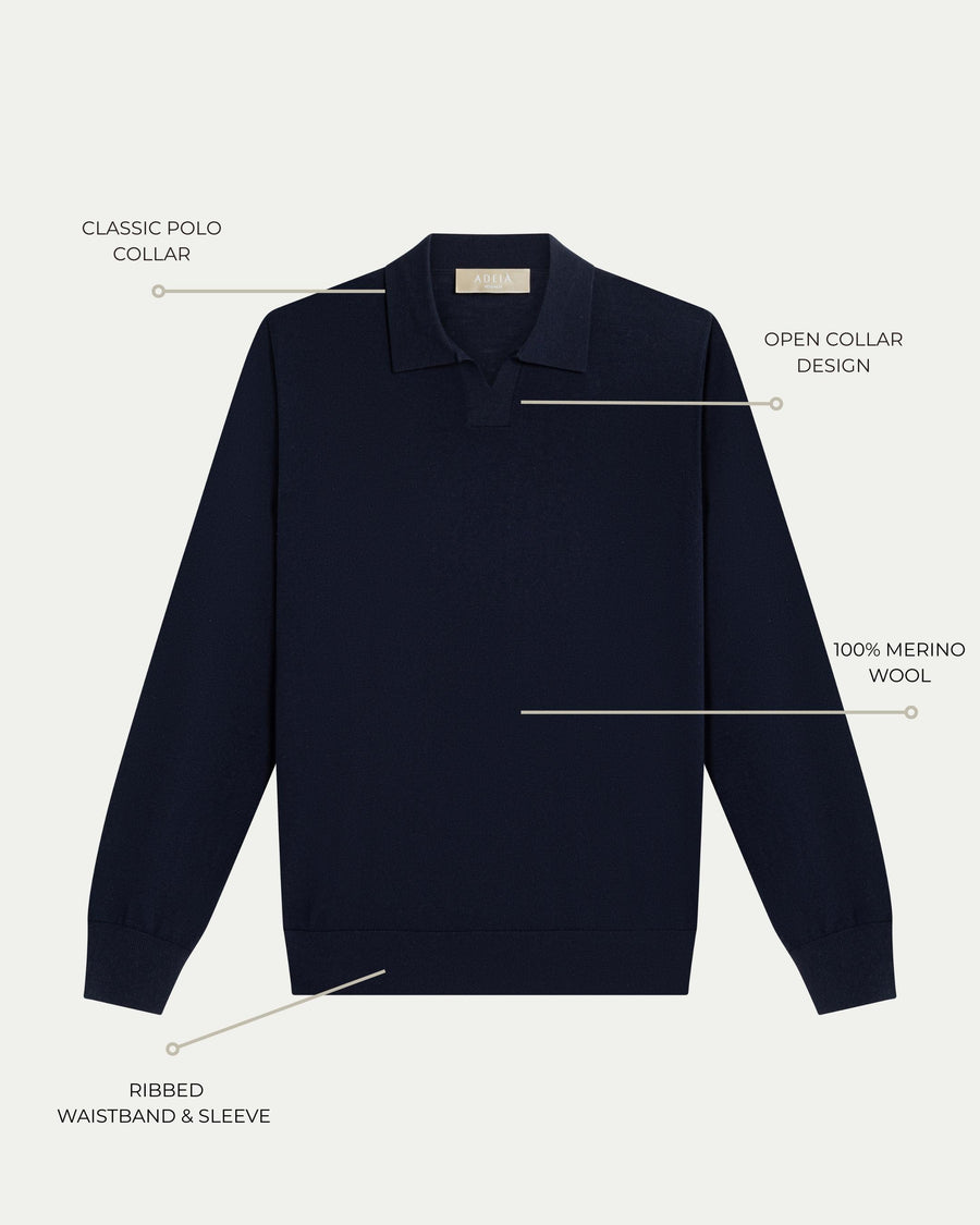 SOMBRA LONG SLEEVE POLO - NAVY
