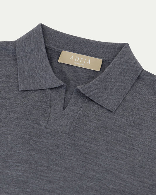 SOMBRA LONG SLEEVE POLO - GREY