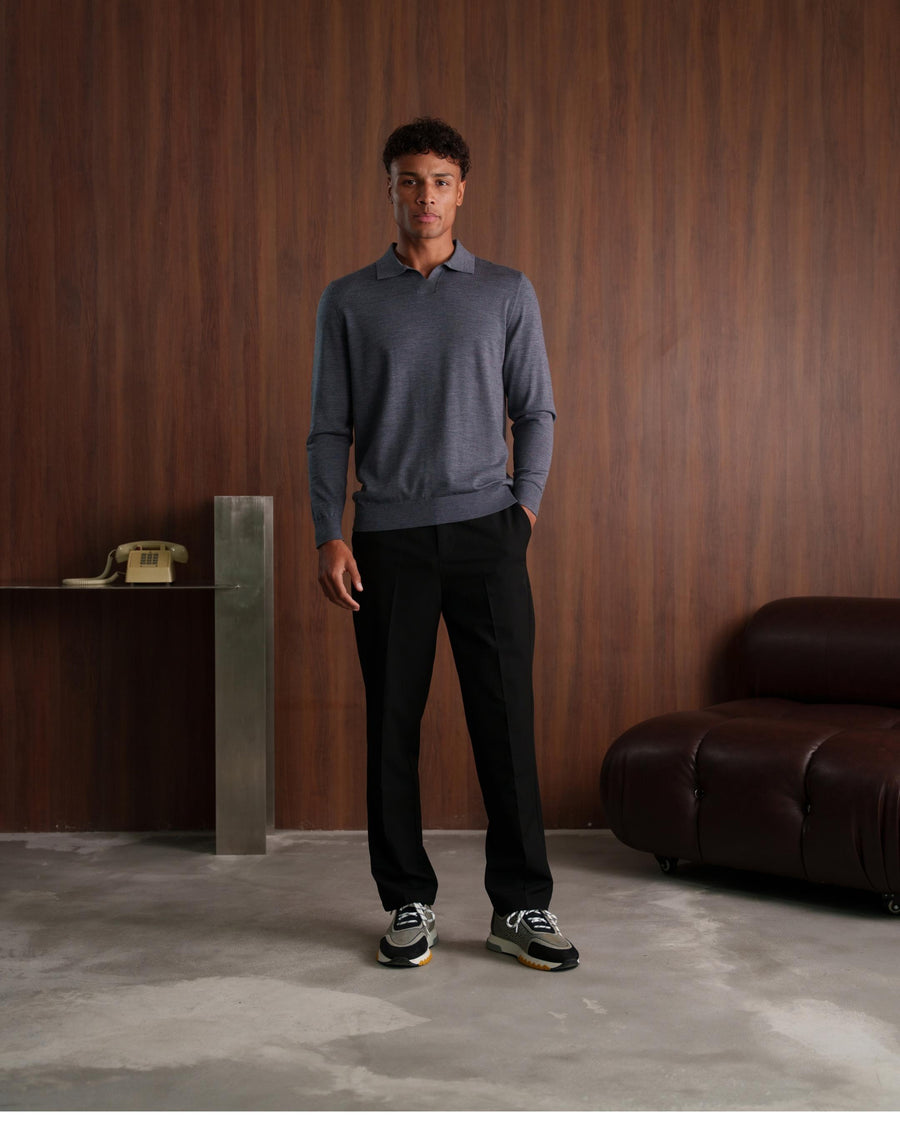SOMBRA LONG SLEEVE POLO - GREY