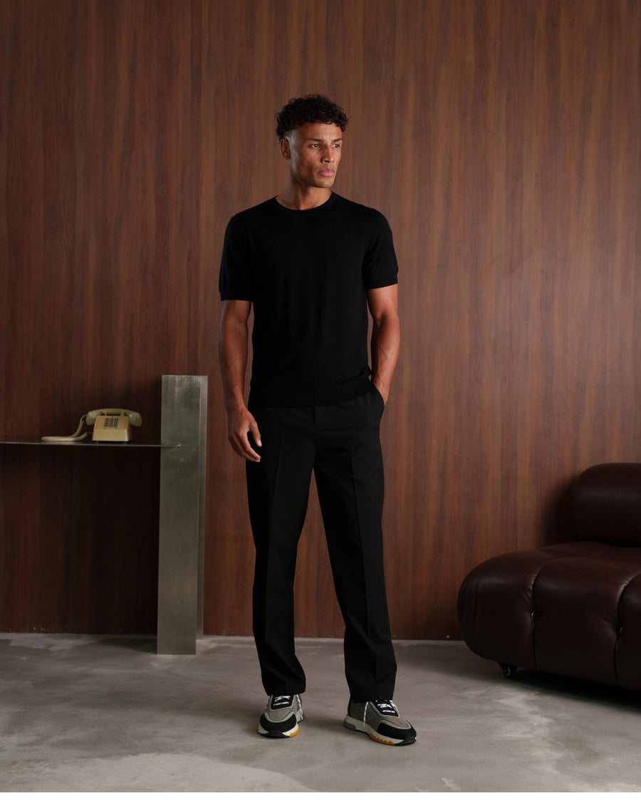 MERINO WOOL T-SHIRT - BLACK