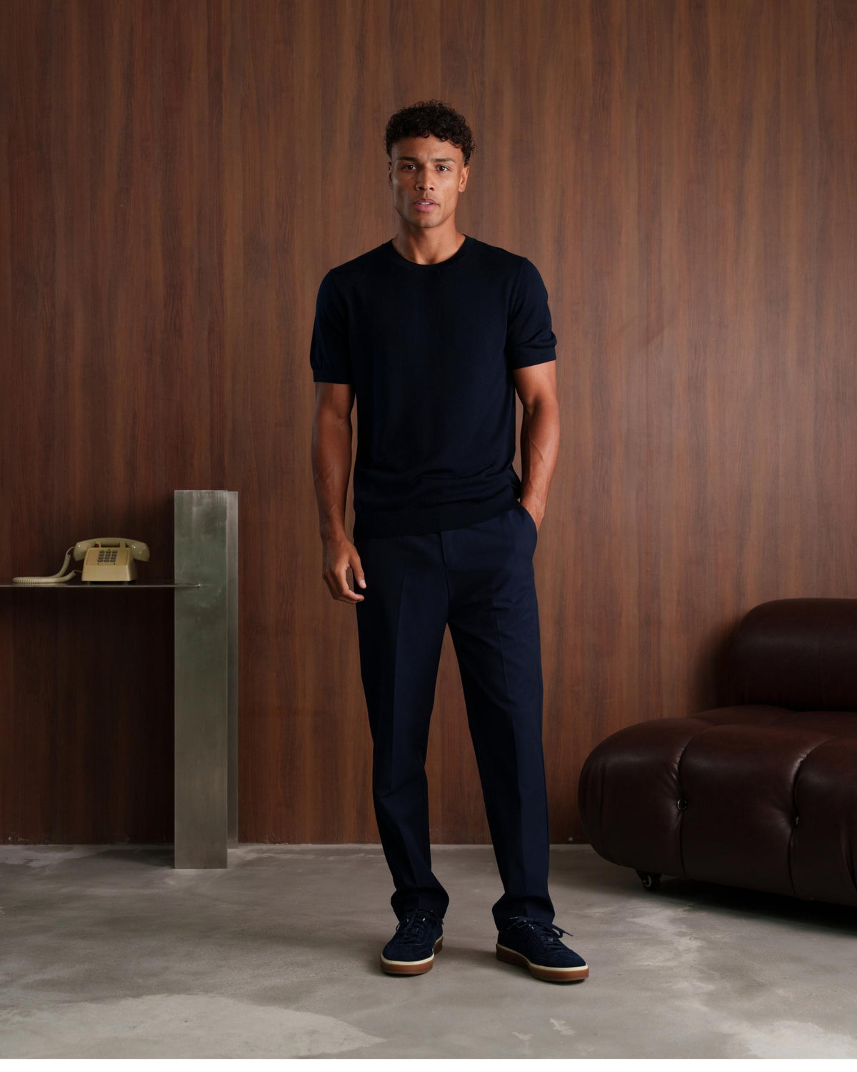 MERINO WOOL T-SHIRT - NAVY