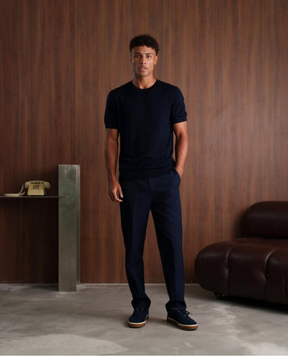 MERINO WOOL T-SHIRT - NAVY