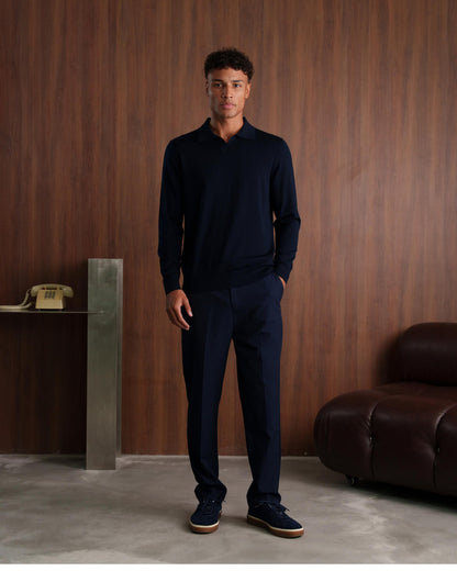 SOMBRA LONG SLEEVE POLO - NAVY