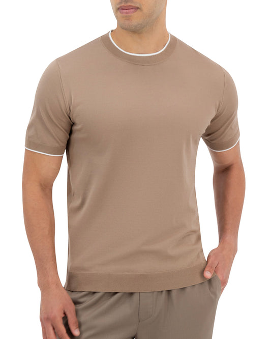 LINEA KNIT T-SHIRT - SANDSTONE