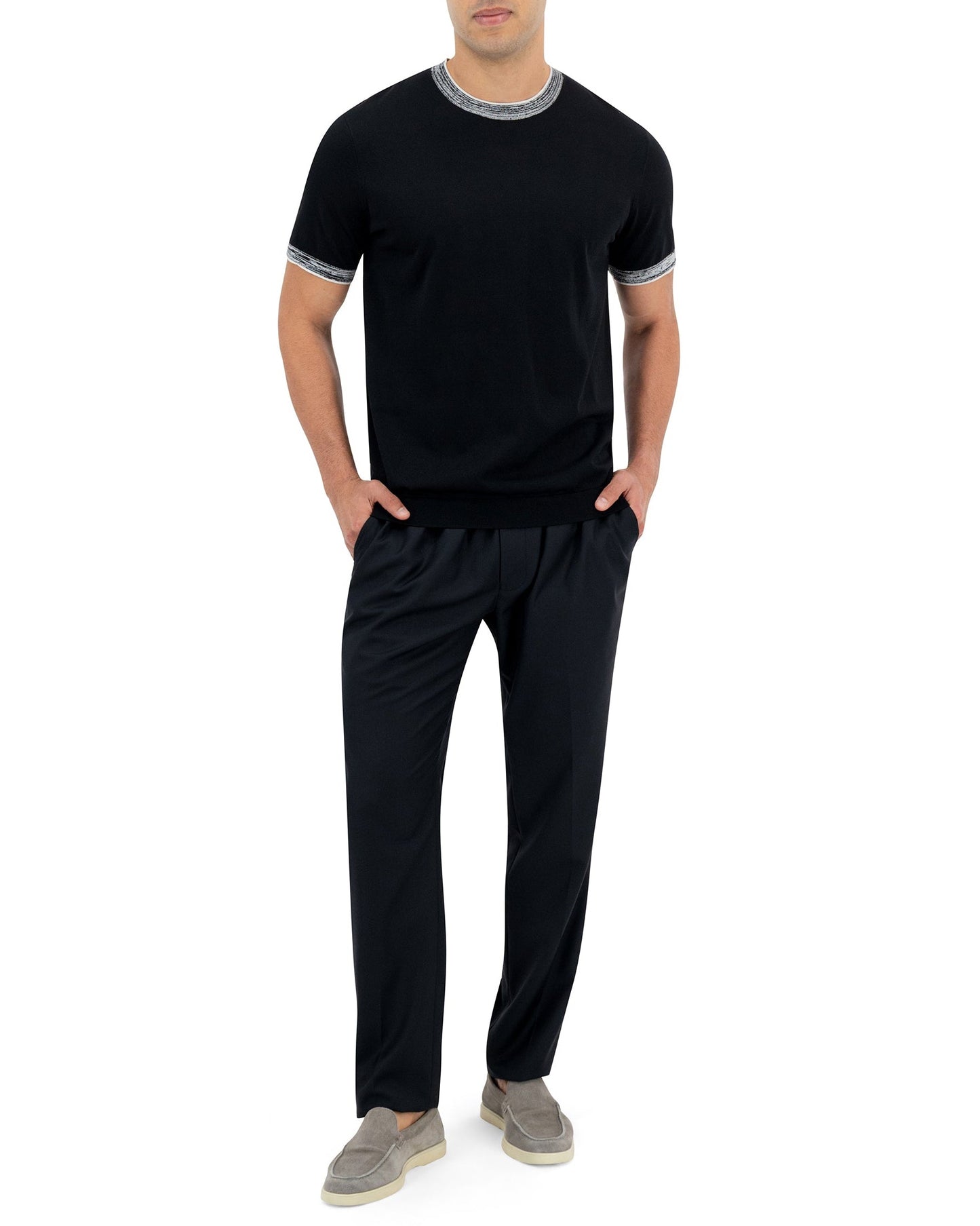 DELMAR KNIT T-SHIRT - BLACK