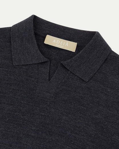 SOMBRA LONG SLEEVE POLO - CHARCOAL