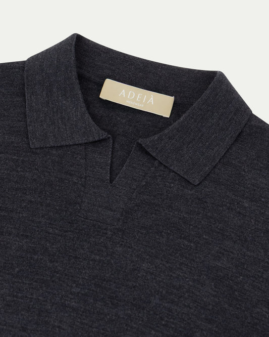 SOMBRA LONG SLEEVE POLO - CHARCOAL