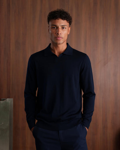 SOMBRA LONG SLEEVE POLO - NAVY