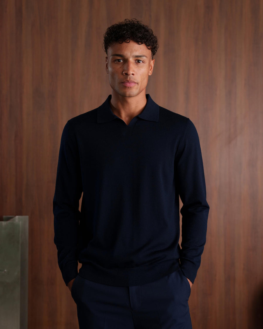 SOMBRA LONG SLEEVE POLO - NAVY