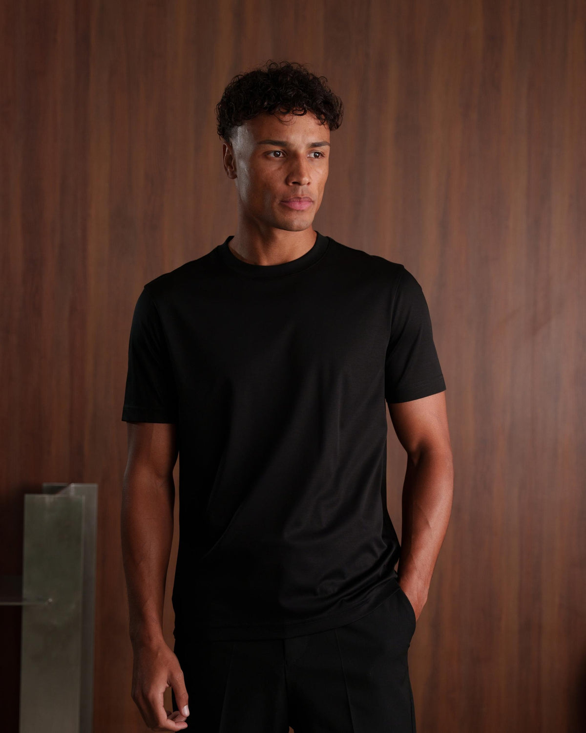 LUXE-MERCERISED T-SHIRT - BLACK
