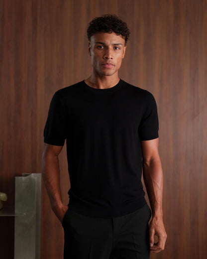 MERINO WOOL T-SHIRT - BLACK
