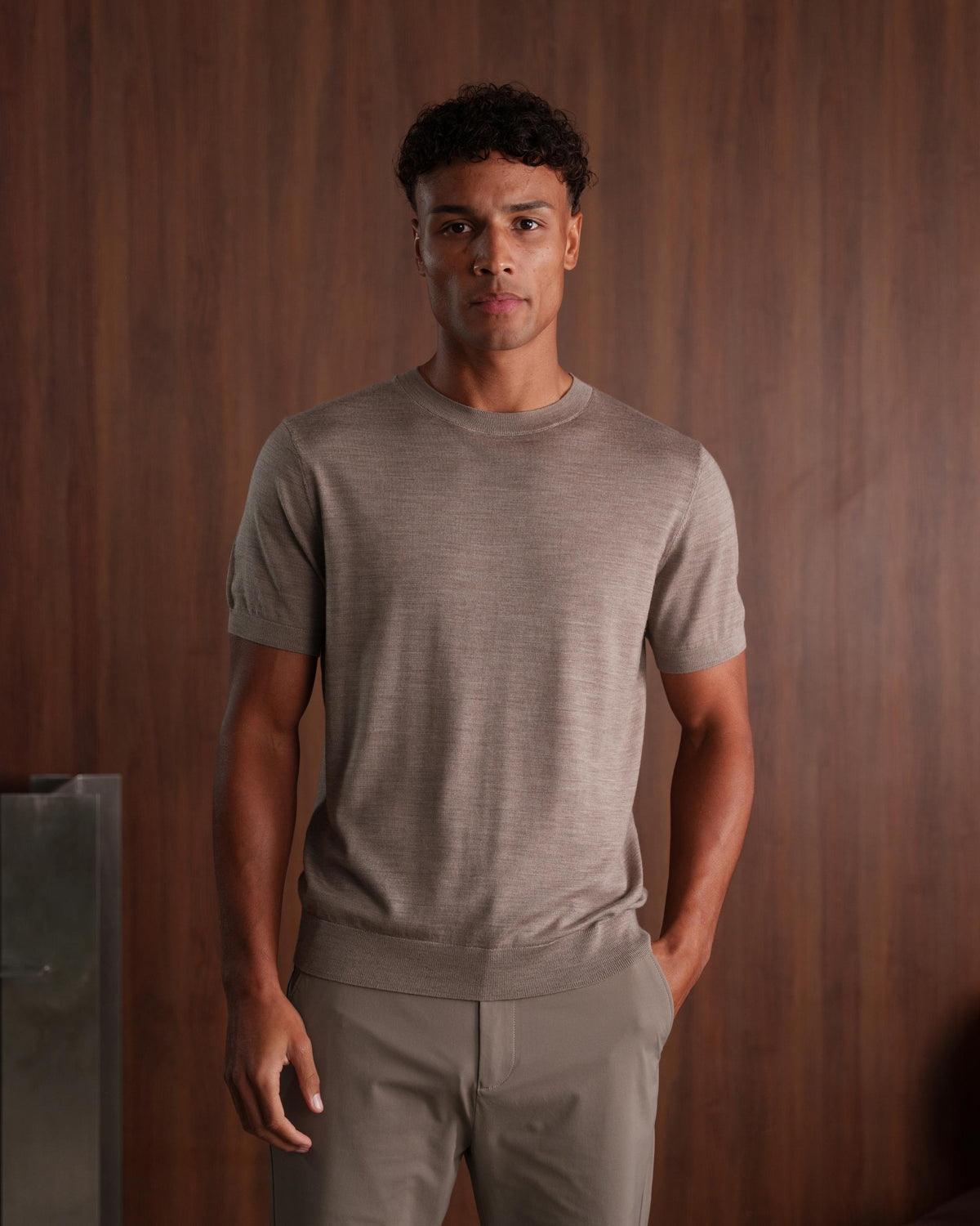 MERINO WOOL T-SHIRT - BEIGE