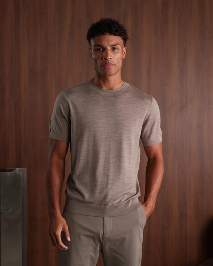 MERINO WOOL T-SHIRT - BEIGE