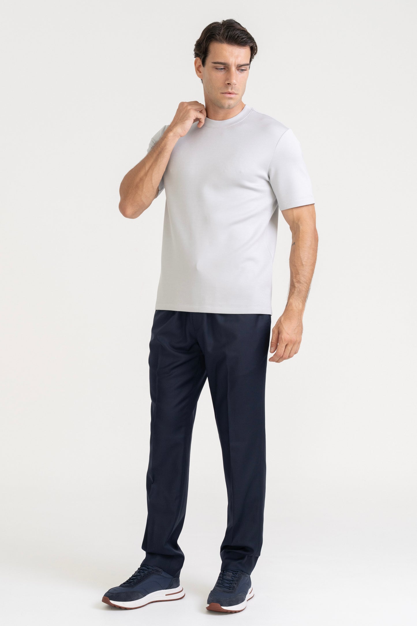 WOOL BLEND T-SHIRT - GLACIER GREY