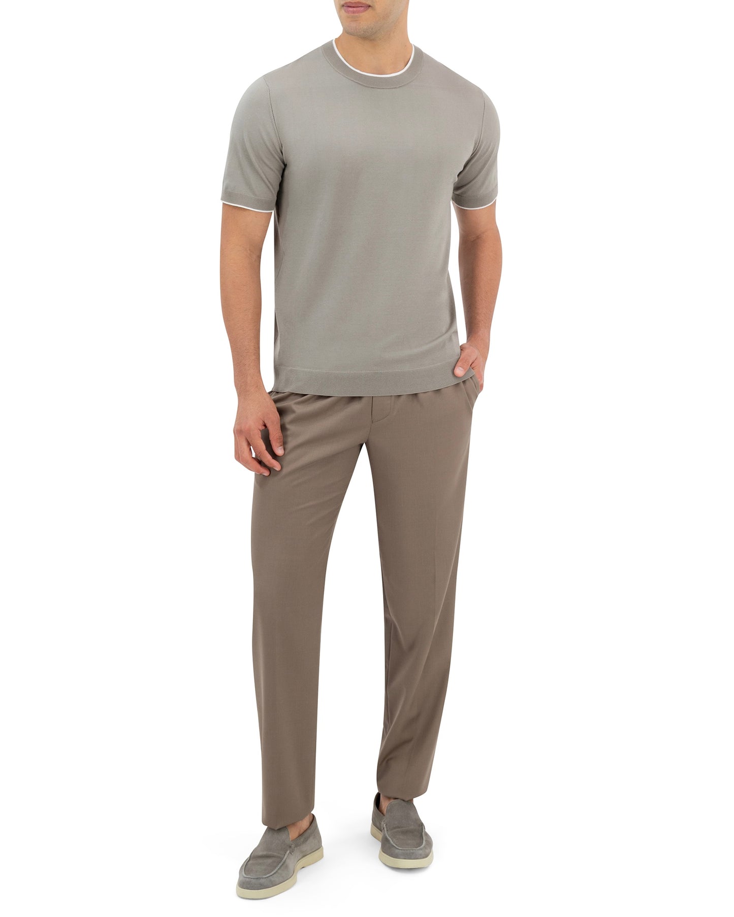 LINEA KNIT T-SHIRT - SAGE GREY