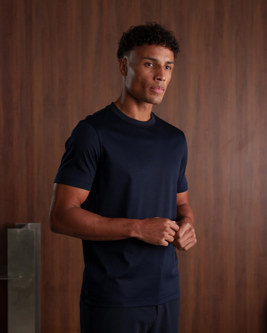 LUXE-MERCERISED T-SHIRT - NAVY
