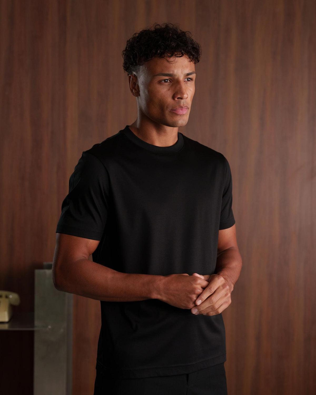 LUXE-MERCERISED T-SHIRT - BLACK