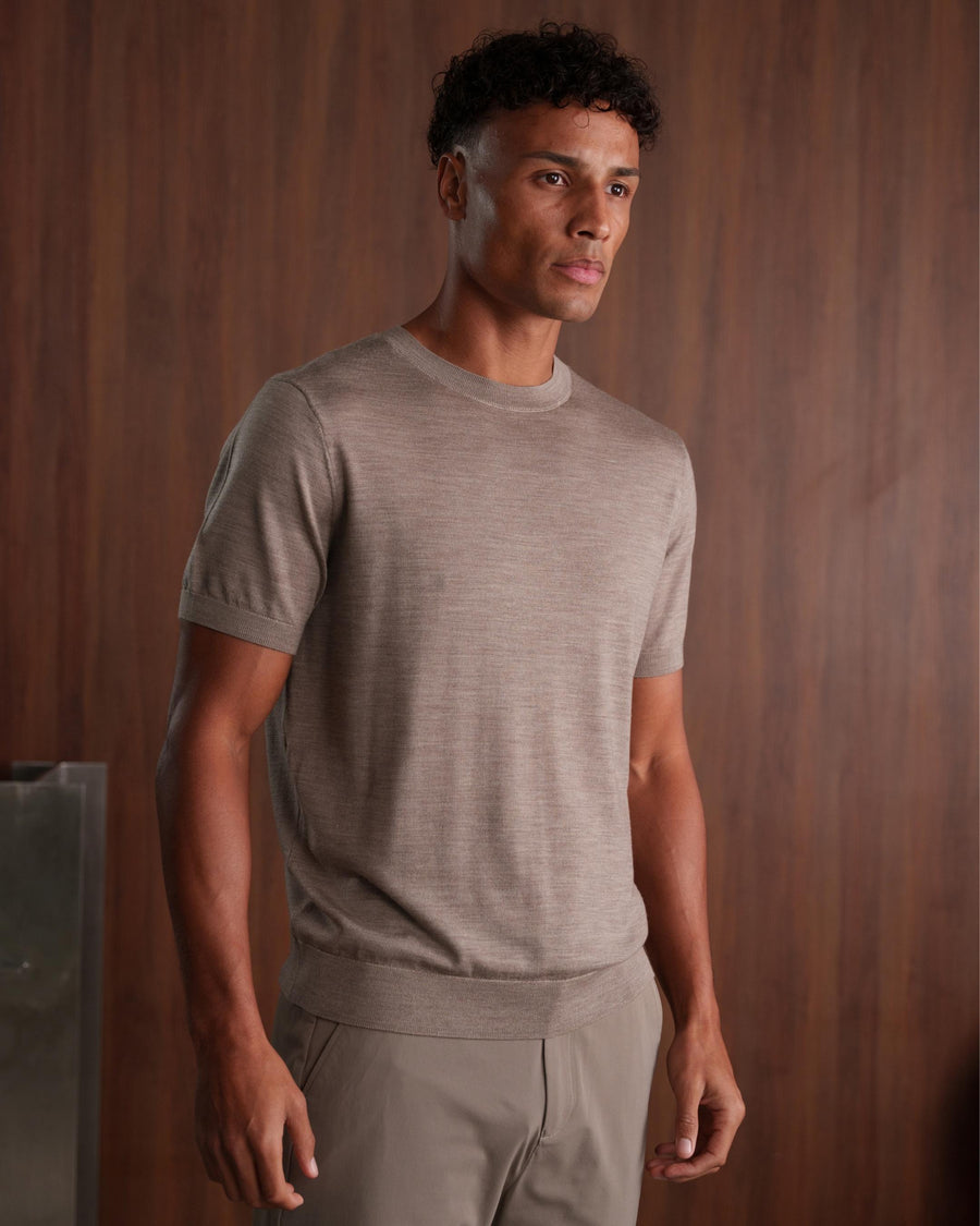 MERINO WOOL T-SHIRT - BEIGE