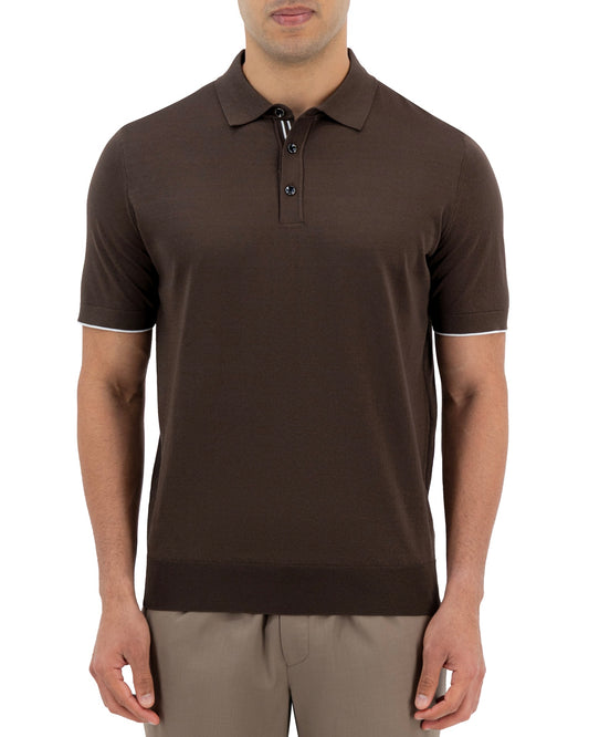 NIDO KNIT POLO - MOCHA
