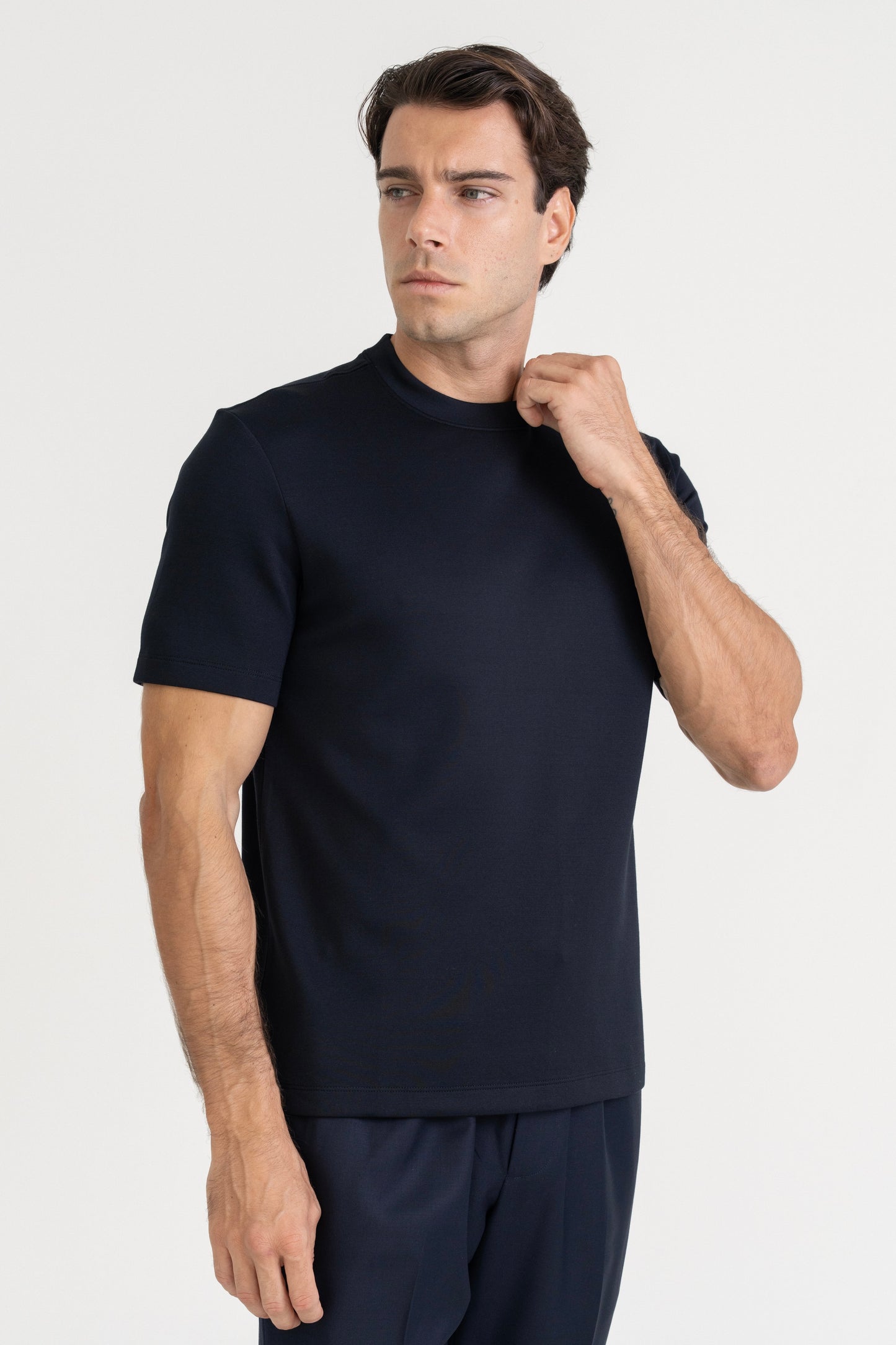 WOOL BLEND T-SHIRT - NAVY