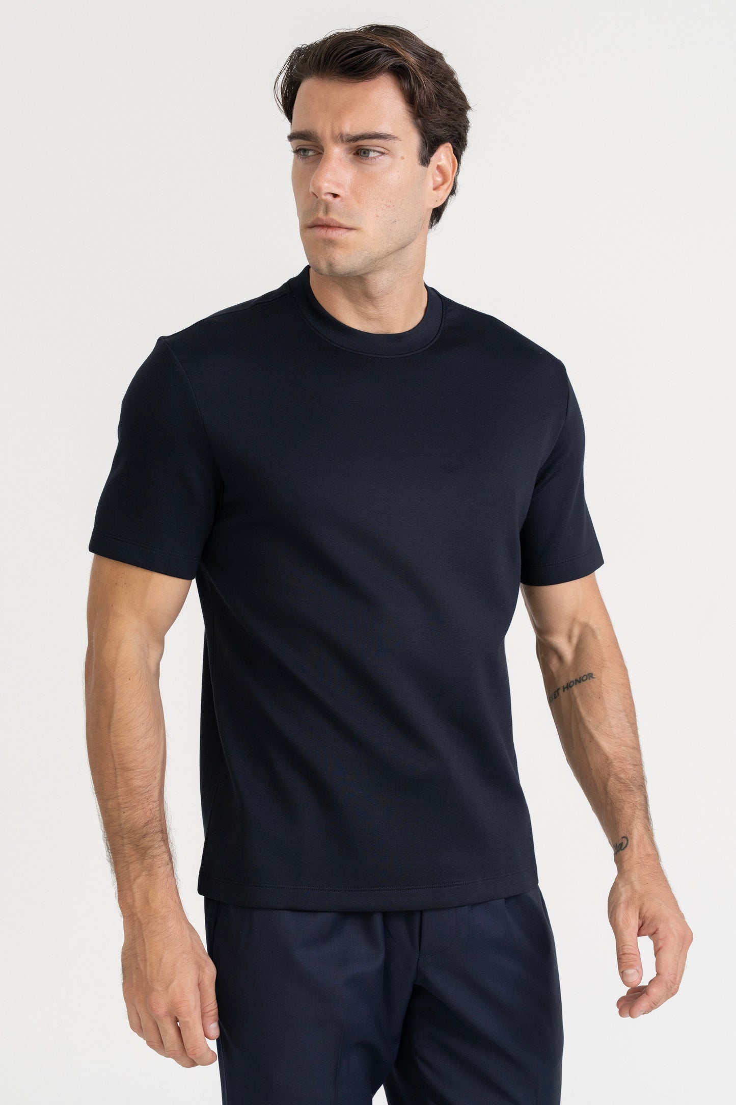 WOOL BLEND T-SHIRT - NAVY