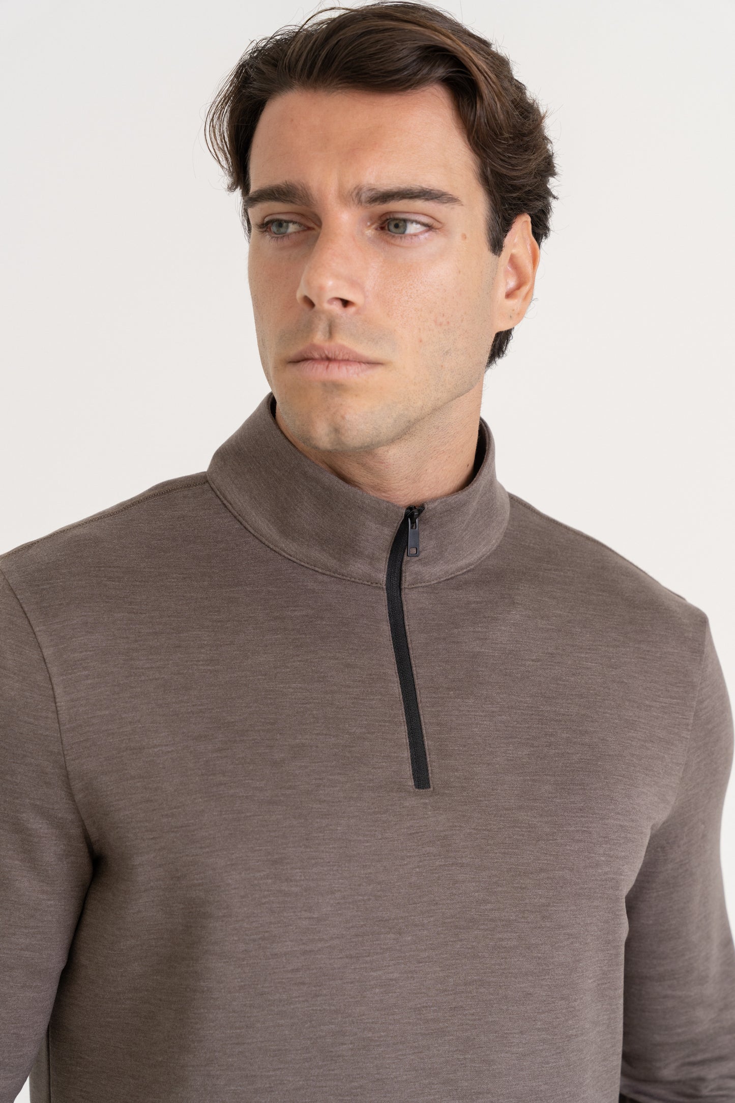 QUARTER ZIP PULLOVER - TAUPE