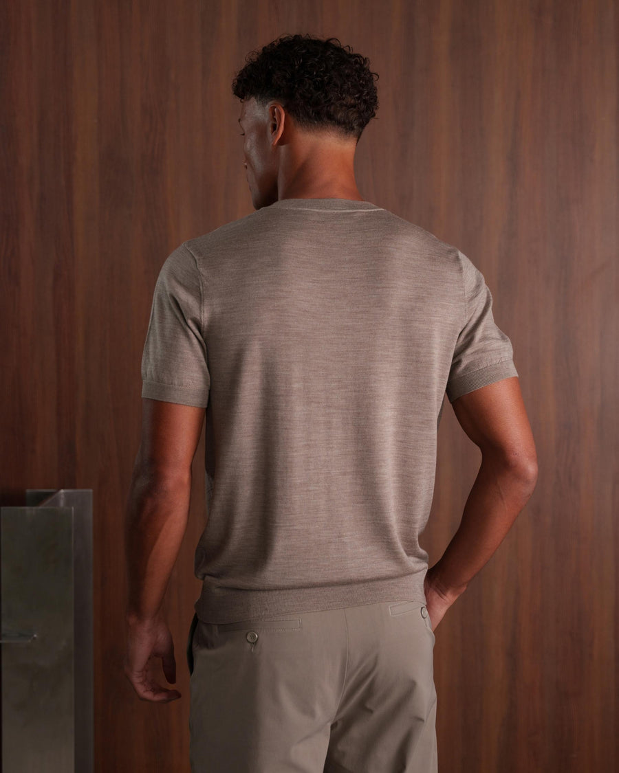 MERINO WOOL T-SHIRT - BEIGE