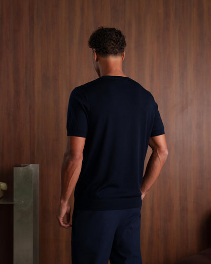 MERINO WOOL T-SHIRT - NAVY
