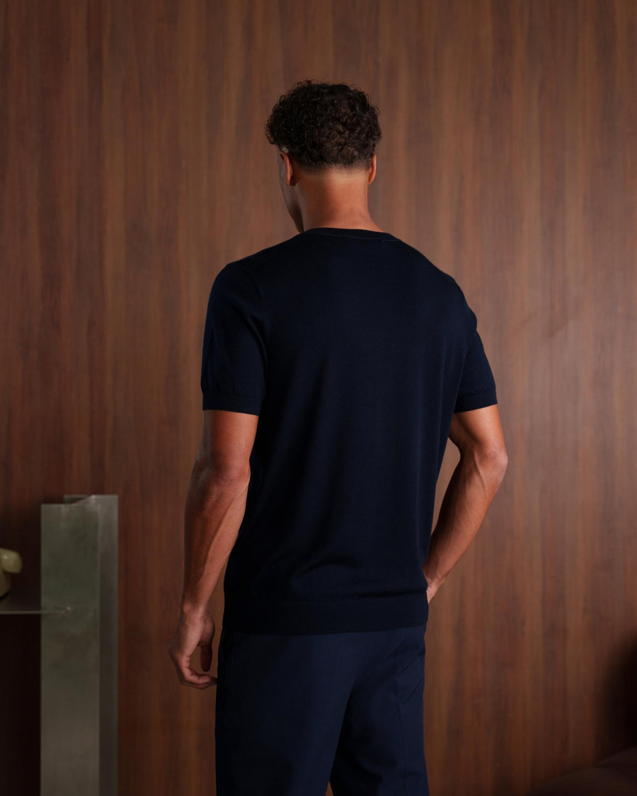 MERINO WOOL T-SHIRT - NAVY