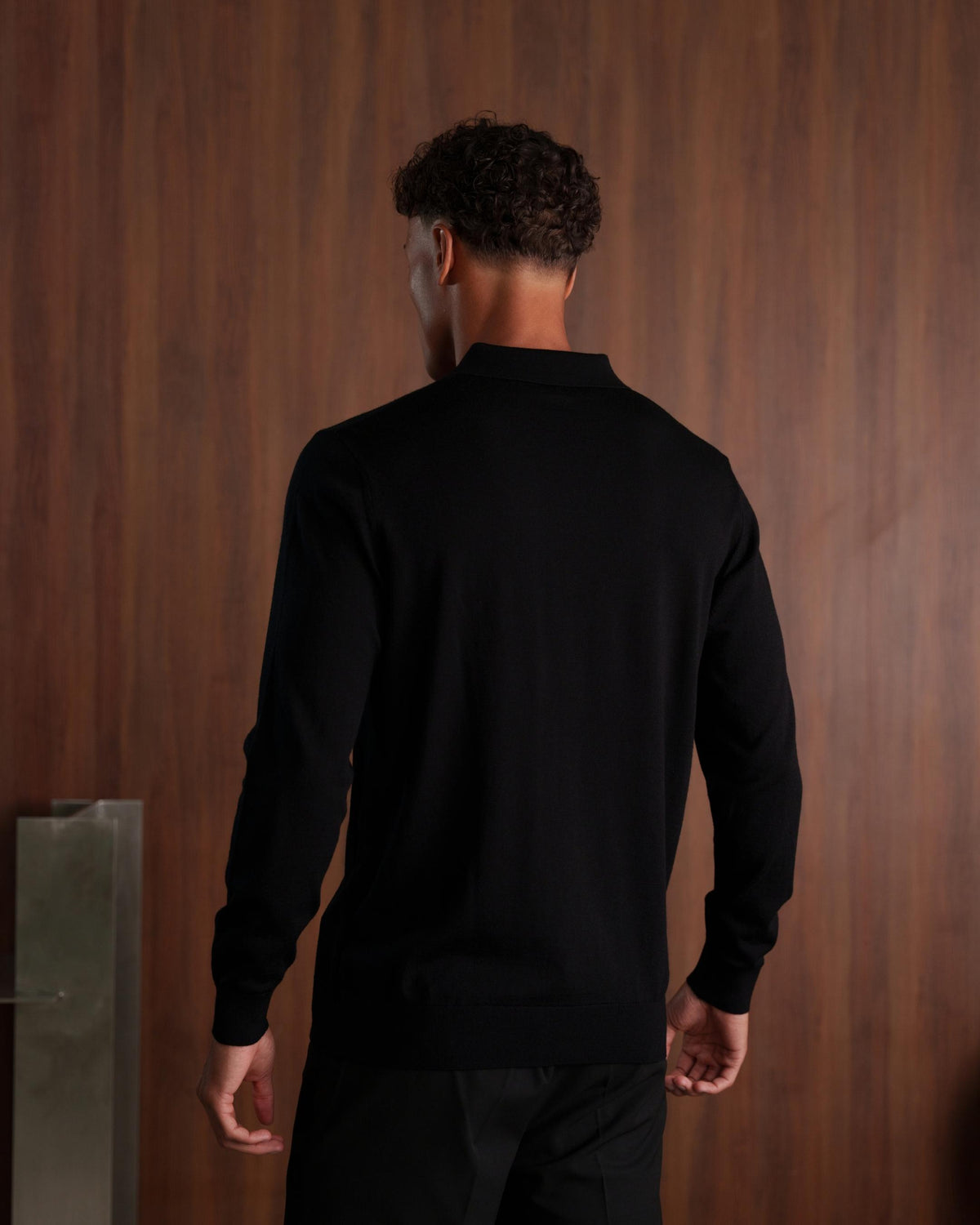SOMBRA LONG SLEEVE POLO - BLACK