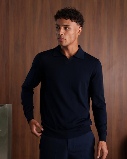 SOMBRA LONG SLEEVE POLO - NAVY