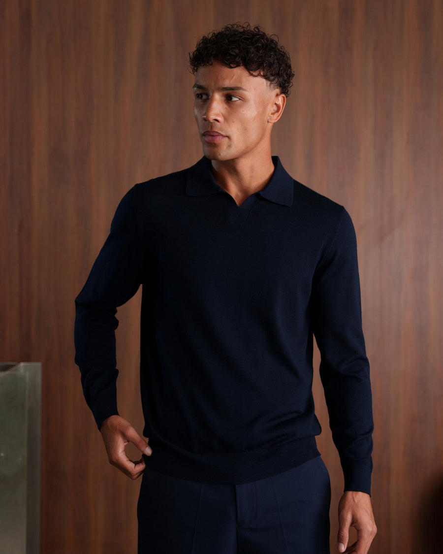 SOMBRA LONG SLEEVE POLO - NAVY