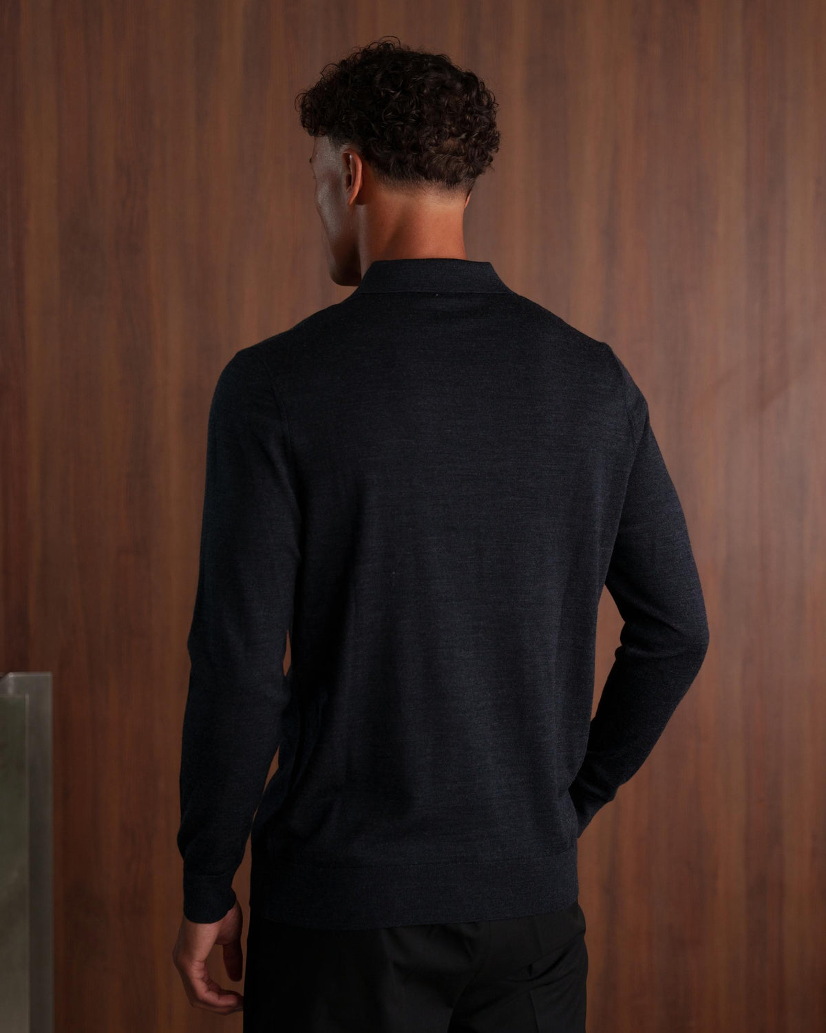 SOMBRA LONG SLEEVE POLO - CHARCOAL